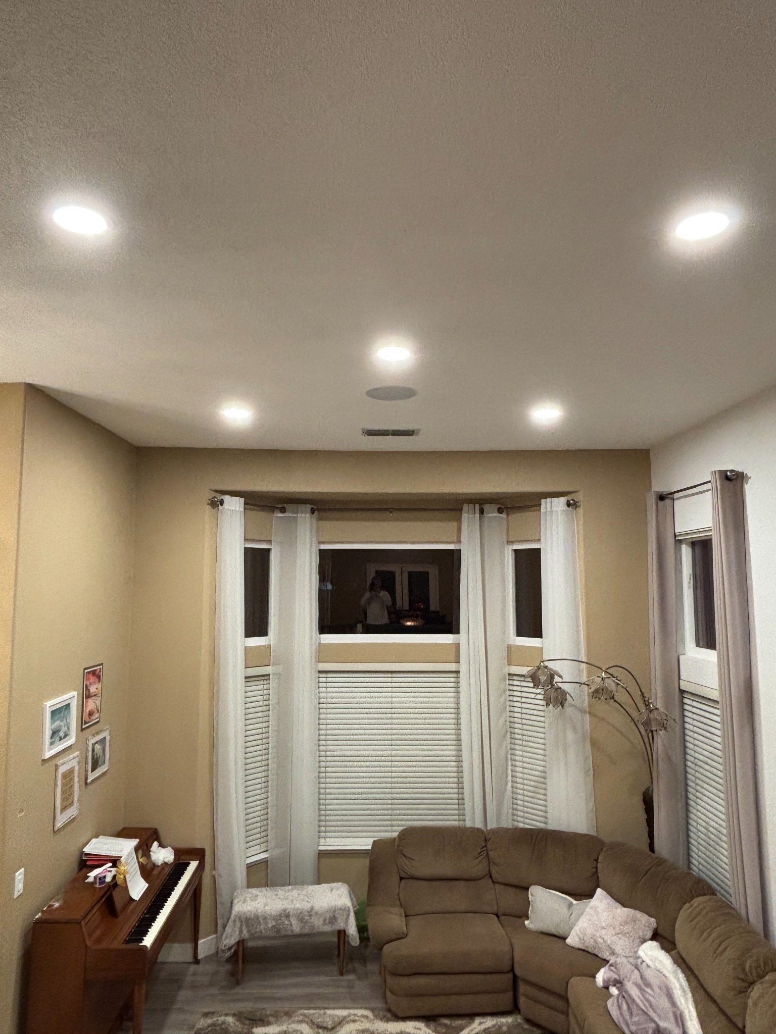 Living room with recessed can lights